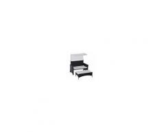 Outsunny Set Divano da Giardino Esterno in Rattan con Tetto Rimovibile, Nero e Bianco