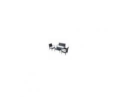 Outsunny Set Mobili in PE Rattan da Esterno con Tavolino, 2 Poltrone e Divano con Cuscini, Nero
