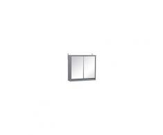 Homcom Armadietto da Bagno da Parete Doppia Porta a Vetro con Ripiano Regolabile, Grigio, 48x14.5x45cm