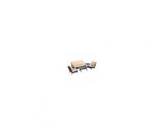 Outsunny Set Arredamento Esterno in Rattan Divano e Poltrone con Cuscini, Marrone e Beige