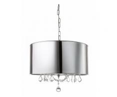 Lampada a sospensione in metacrilato trasparente e paralume effetto specchio H78x50