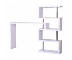 Tavolo Bancone Bar Con Scaffale A 4 Ripiani Bianco 150x80x164.5 Cm Benzoni