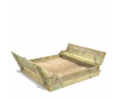 Sabbiera WICKEY Flip 120x125cm Sabbionaia per bambini con 2 panchine