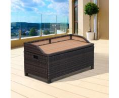 Outsunny Cassapanca Panchina Portaoggetti Multifunzionale in PE Rattan, Marrone, 102 x 51 x 51cm