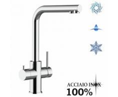 Rubinetto 5 vie per sistemi acqua gasata/aromatizzata e filtro depurazione canna a L - acciaio