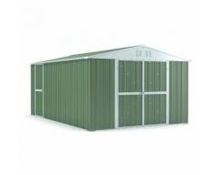 Casetta in acciaio deposito Box in lamiera da giardino 327x459cm x h217cm - 201KG - 15,01mq - VERDE