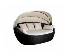 Divano Da Giardino Prendisole Guscio In Rattan Telo Poliestere 220X130Xh83 Cm.