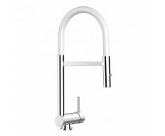 Rubinetto abbattibile miscelatore lavello fontana cucina VIZIO canna colore BIANCO abbattibile 6 cm