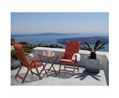 Set da balcone in legno con cuscini terracotta TOSCANA