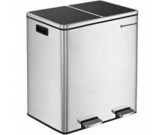 Cestino Doppio con Pedale per Riciclaggio, 2 x 30L Cestino per Rifiuti con Doppio Scomparto,