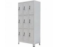 Armadio con 9 Armadietti in Acciaio 90x45x180 cm Grigio