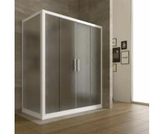 Box Doccia Angolare in PVC 75x140 CM H190 Vetro Stampato Cincillà mod. Star Profilo Bianco 2 Ante