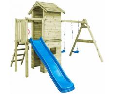 Casetta con Scaletta Scivolo e Altalene 390x353x268cm Legno FSC