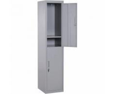 Vinsetto Armadietto Guardaroba in Acciaio 4 Ripiani 2 Porte con Chiusura di Sicurezza, Grigio,