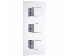 Hudson Reed Miscelatore Doccia Termostatico 2 Vie con 3 Manopole Quadrate - Design Moderno ad