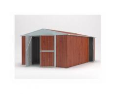Box giardino attrezzi garage in lamiera di Acciaio Zincata 360x430m x h2.10m - 185KG - 15mq - LEGNO