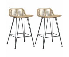 Sedie da Bar 2 pz in Rattan Naturale