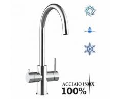 Rubinetto 5 vie per sistemi acqua gasata/aromatizzata e filtro depurazione canna a U - acciaio