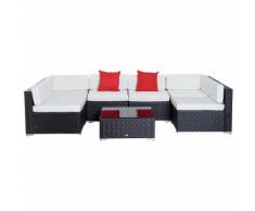 Outsunny Set Mobili da Giardino Balcone Esterno in Rattan 7pz Poltrone Tavolino con Cuscini