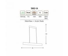 Lampada a Sospensione Toros Lampadario - da Soffitto - Nero in Metallo, 62 x 15 x 120 cm, 1 x LED,