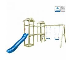 Casetta con Scaletta Scivolo e Altalena 252x432x218cm Legno FSC