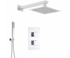 Kit Doccia Completo con Miscelatore Termostatico Incasso a Due Vie con Soffione Ultrapiatto