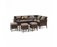 Blumfeldt Titania Dining Lounge Set mobili da giardino angolo pranzo tavolo sgabello marrone