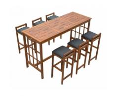 Set Da Pranzo Tavolo Alto 6 Sgabelli In Legno Seduta Imbottita Benzoni
