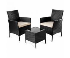 Set mobili da giardino TIVOLI tavolo terrazza o balcone + 2 sedie nero -McHaus