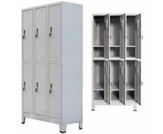 Armadio con 6 Armadietti in Acciaio 90x45x180 cm Grigio