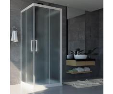 Box Doccia 3 Lati in PVC 80x75x80 CM H190 Vetro Stampato Cincillà mod. Lite Profilo Bianco