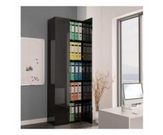 Armadio per Ufficio Nero Lucido 60x32x190 cm in Truciolato