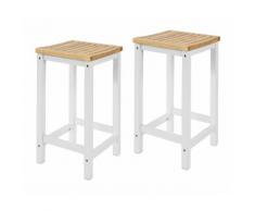 SoBuy Set 2 SgabellI per Cucina Moderno SgabellI Legno massello Bianco Altezza 61 cm, Max Portata