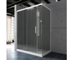 Box Doccia Angolare in PVC 75x130 CM H190 Vetro Stampato Cincillà mod. Glax Profilo Bianco