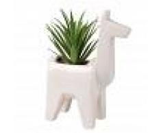 Maisons du Monde Pianta artificiale con vaso animale in ceramica bianca