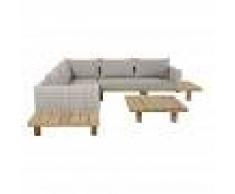 Maisons du Monde Salotto da giardino 4/6 posti in legno massello di acacia e tela grigio Tillandsia