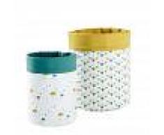 Maisons du Monde 2 svuotatasche giallo/verde in cotone H 25 e H 30 cm GASTON