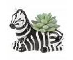 Maisons du Monde Pianta grassa artificiale e portavaso zebra in ceramica, 11 cm