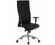Hjh Sedia ergonomica MOVITEC, sedile e braccioli regolabili, schienale alto, uso 8 ore, in nero