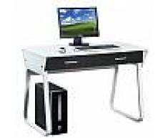 Hjh Scrivania di design per PC modello MIRA, con 2 ampi cassetti, cm 75,5x110x55, bianco