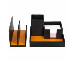 DUDU Set da Scrivania in Pelle per Ufficio 4 pz con Svuotatasche Porta Penne Porta Lettere Porta Block Notes Nero