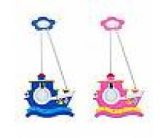 universo Lampadario sospensione barca per cameretta bambini in legno E27 max 60w rosa blu B47