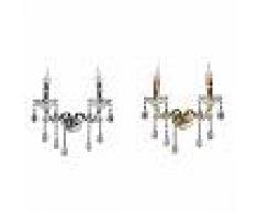 universo Applique candelabro gocce pendenti cristallo acrilico 2 bracci attacco E14 E35