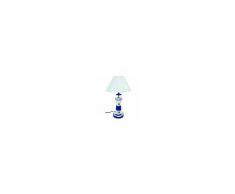 Abat-jour lampada da scrivania faro bianco/blu - h. 32,5 cm
