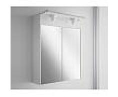 Caesaroo PENSILE BAGNO SOSPESO MODERNO CON SPECCHIO E 2 LAMPADE BIANCO ARREDO COMBI 630