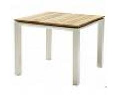 Tartaruga Pircher tavolo giardino Cube 90x90 in Alluminio verniciato bianco e legno di Teak