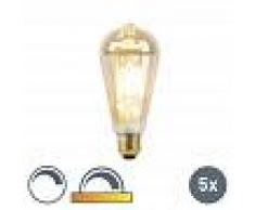 LUEDD Set di 5 lampade a LED ST64 E27 8W 2000-2600K filamento goldline da scuro a caldo