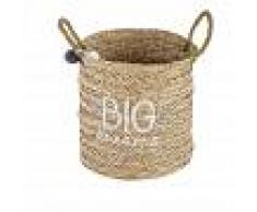 Maisons du Monde Cestino in vimini intrecciato stampato con pompon grigi