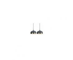 QAZQA Set 2 lampade a sospensione EMPEROR grigio scuro con ottone