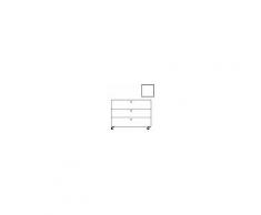 KRIPTONITE contenitore cassettiera su ruote a 3 cassetti L 90 cm (Bianco opaco - Alluminio e legno)